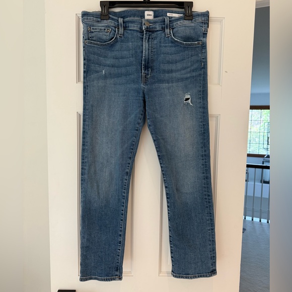 EDWIN Elin Crop Straight Jeans 32 distressed mid-rise straight cropped denim - Picture 1 of 6